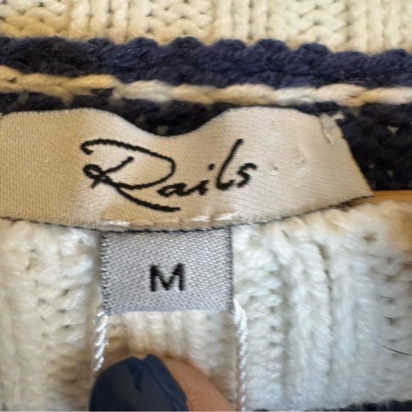Rails Marin Navy White Stripe Cotton Knit Sweater NWT Medium - Picture 5 of 11